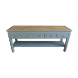 Console 5 drawers 1 re-enchanted tablet in gray green wooden top