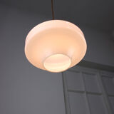 Mid-century white & brass pendant lamp