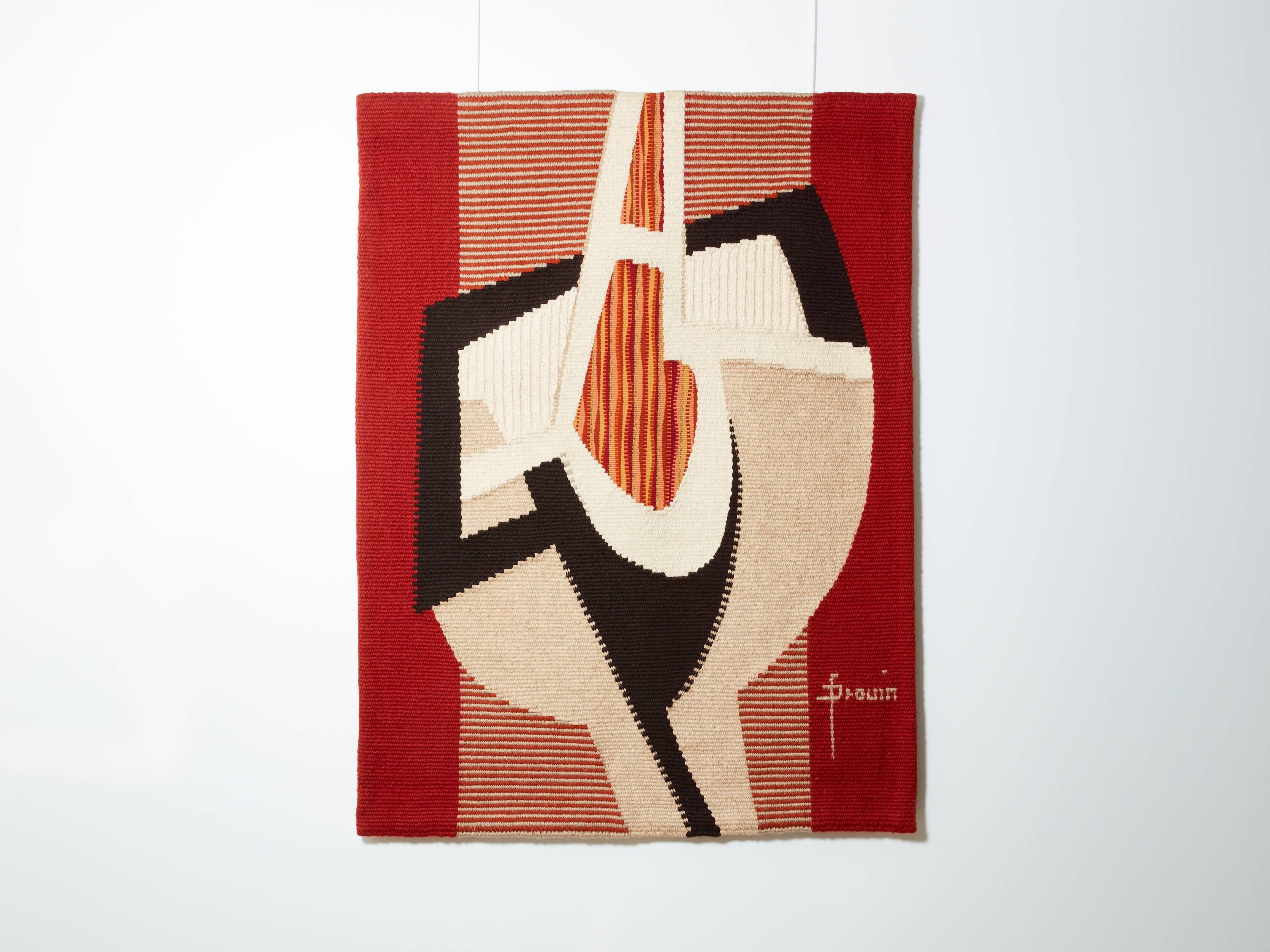 Daniel Drouin woven wool tapestry “Ombre rouge” 1970