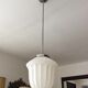 Art deco pendant lamp from the 50s in opaline and chrome metal