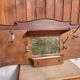 coat rack, hooks, wood and metal, vintage