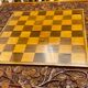 Chess and backgammon set in carved wood and marquetry