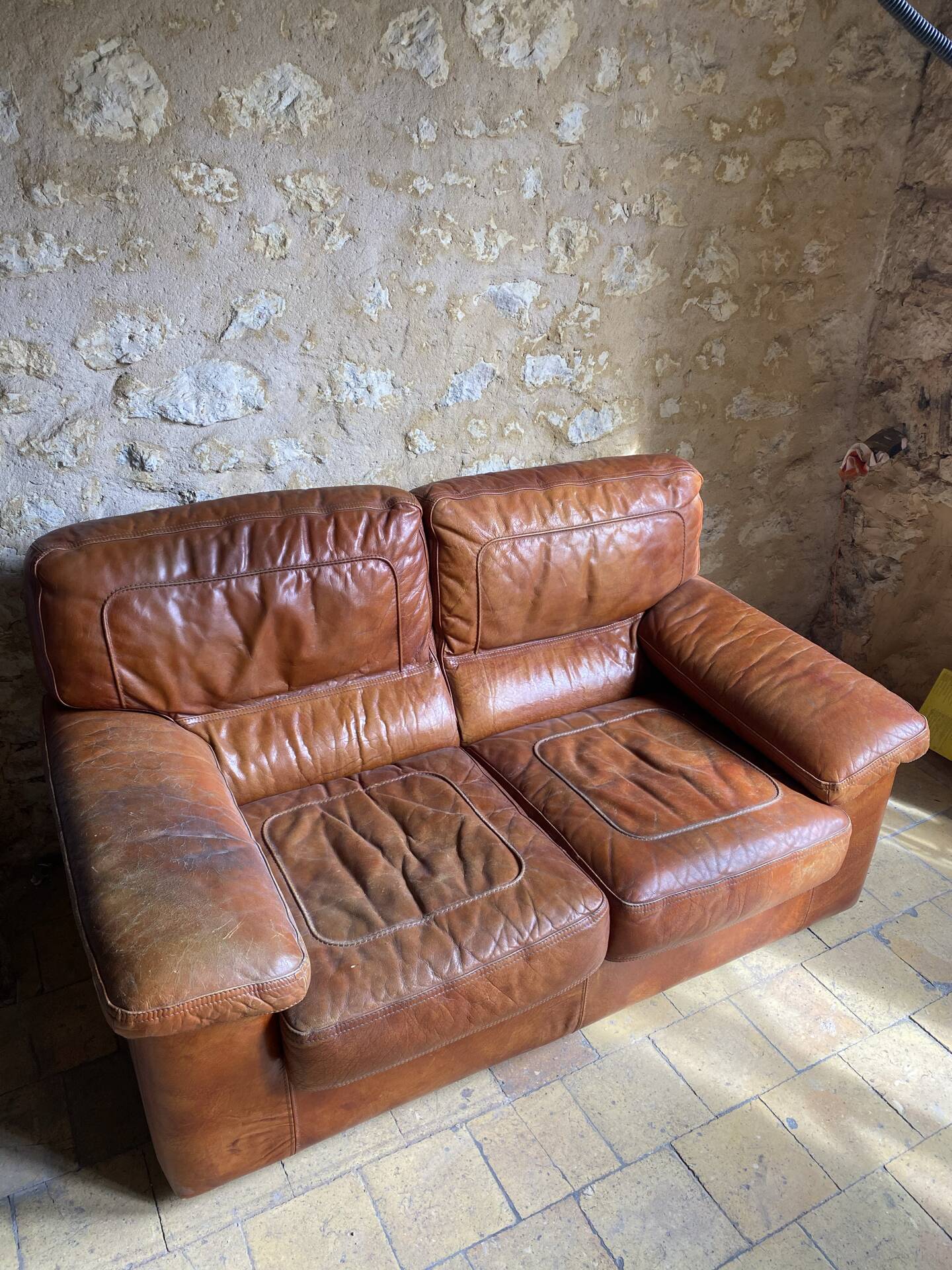Canapé cuir vintage 2 places 
