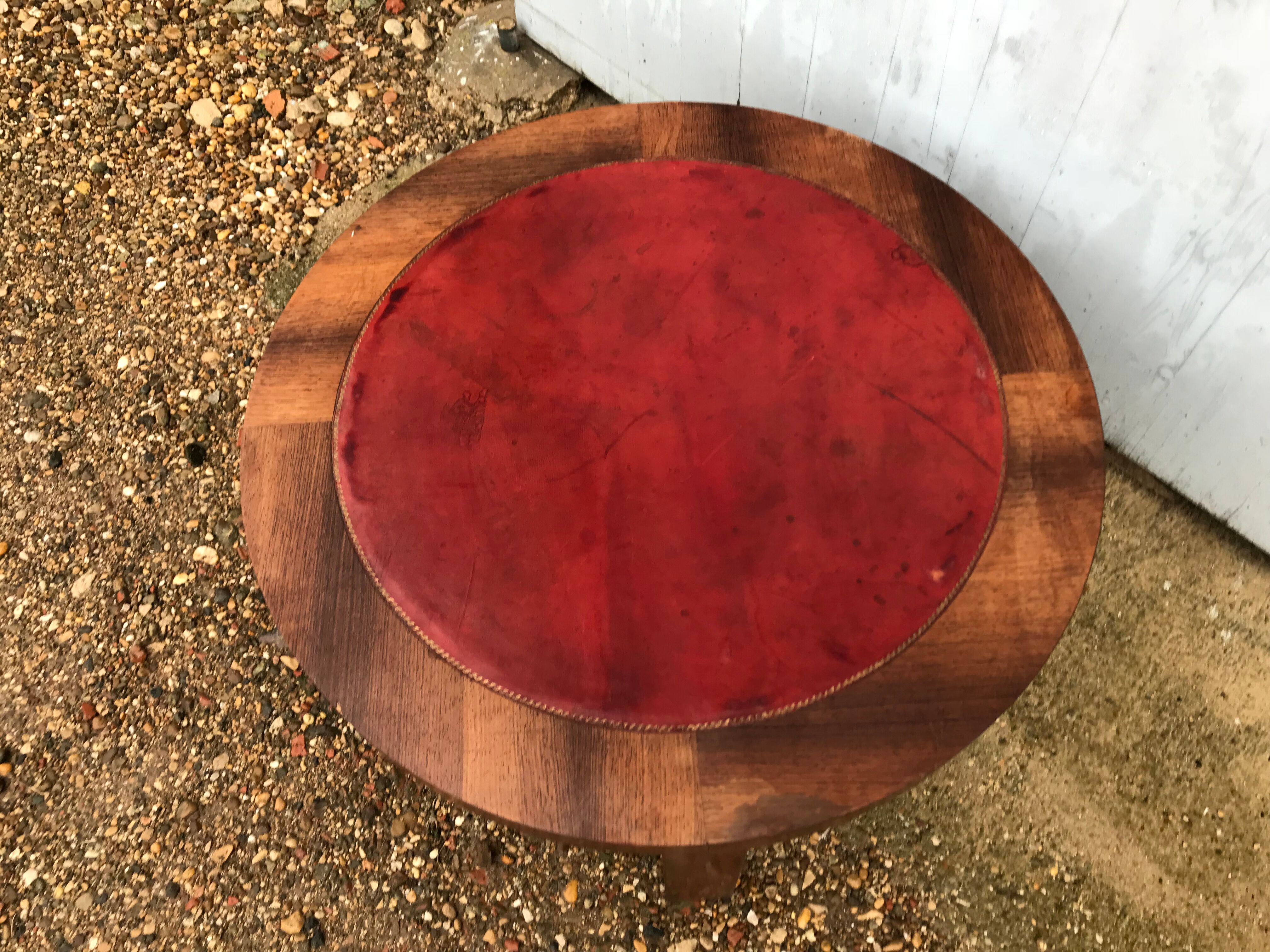 Coffee table oak and leather 1950