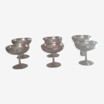 Set of 6 stainless steel ice cups fine feet