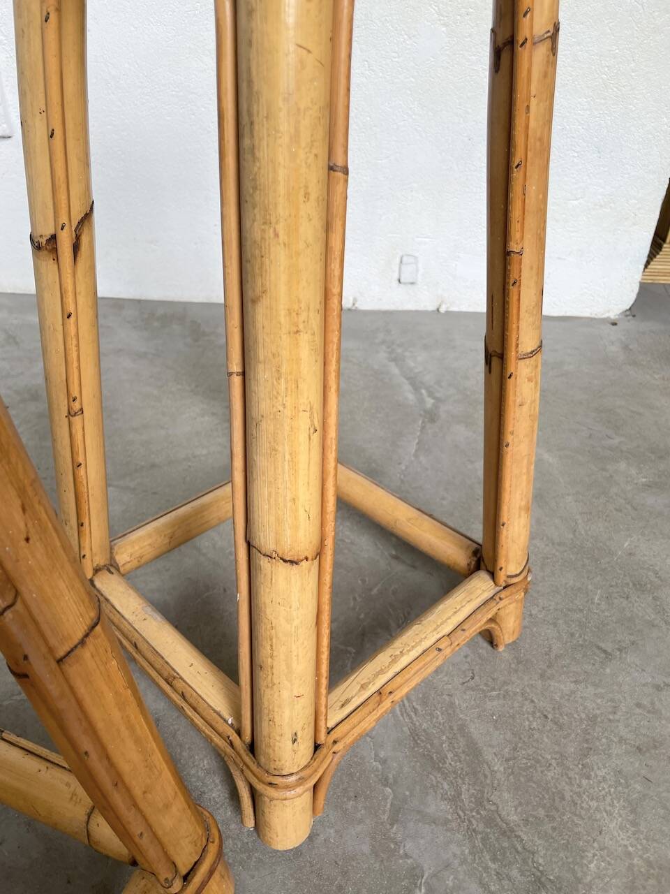 Set of three rattan high stools
