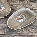 Set of 3  serving dishes-Faiencerie MBFA Pornic-Model Butterfly-70s