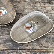 Set of 3  serving dishes-Faiencerie MBFA Pornic-Model Butterfly-70s