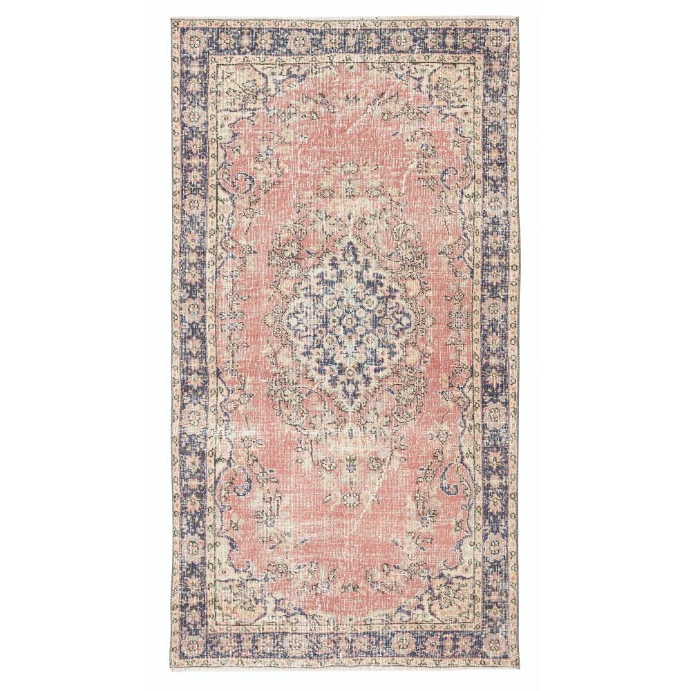 Vintage Handmade Turkish Red Wool Accent Rug with Medallion Design for Home and Office Decor