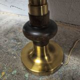 Large brass and wood lamp