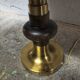 Large brass and wood lamp