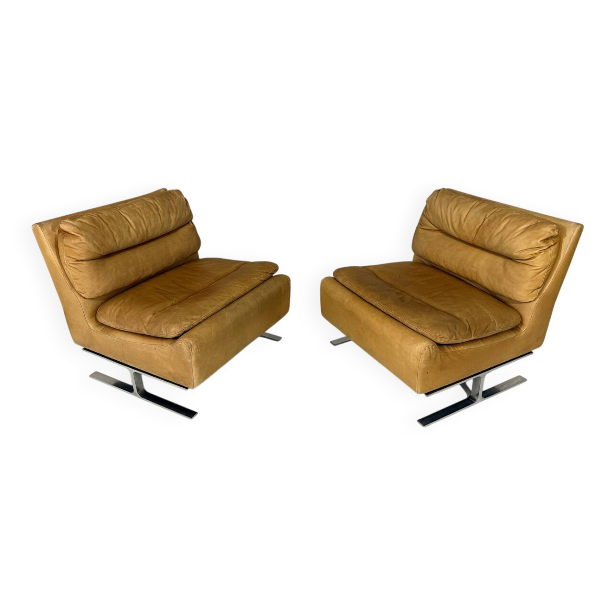 Special lounge chairs chrome & leather 1960’s