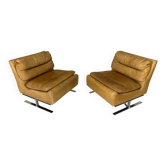 Chaises longues spéciales en chrome et cuir des années 1960