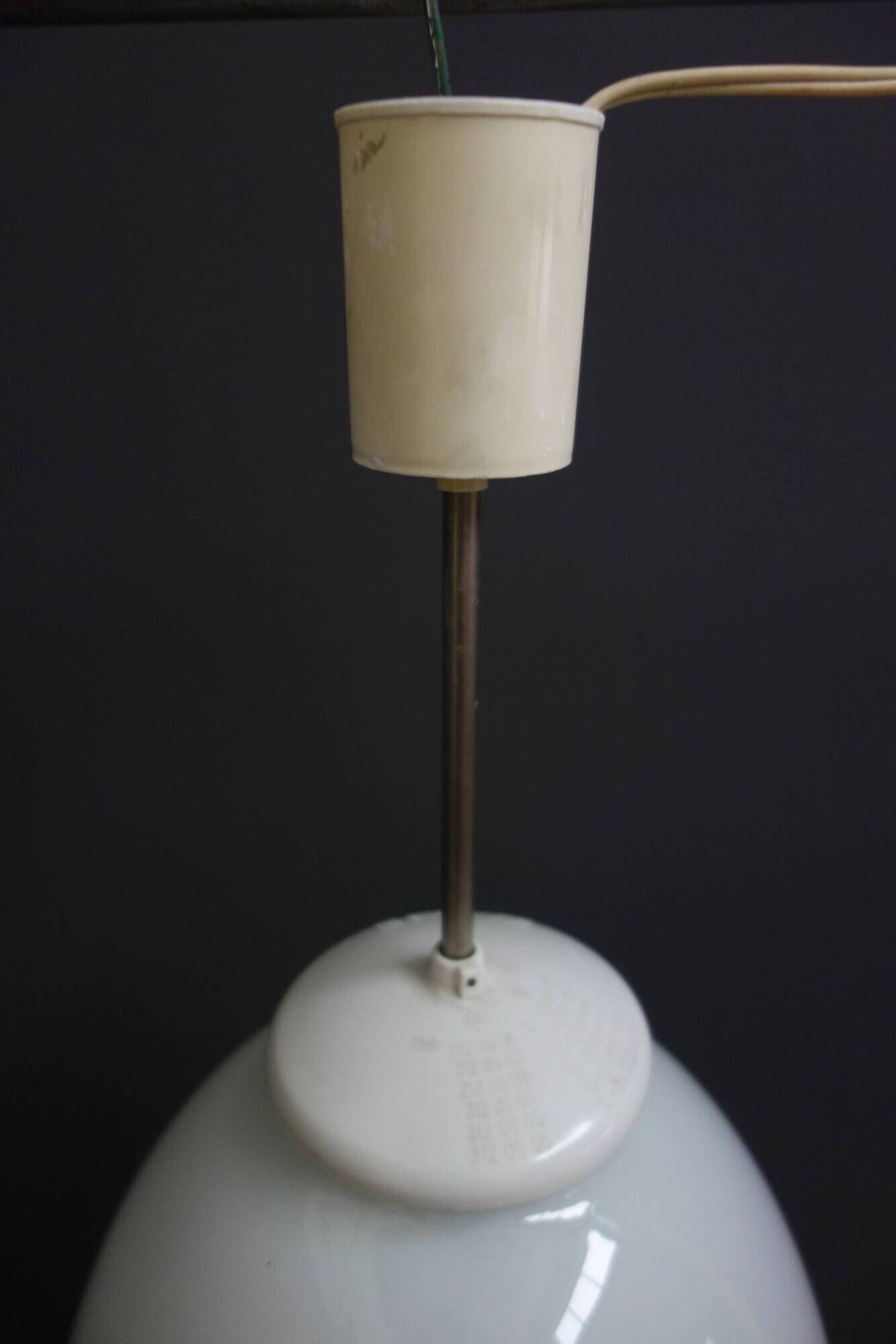 Vintage opaline pendant lamp, czechoslovakia 1950