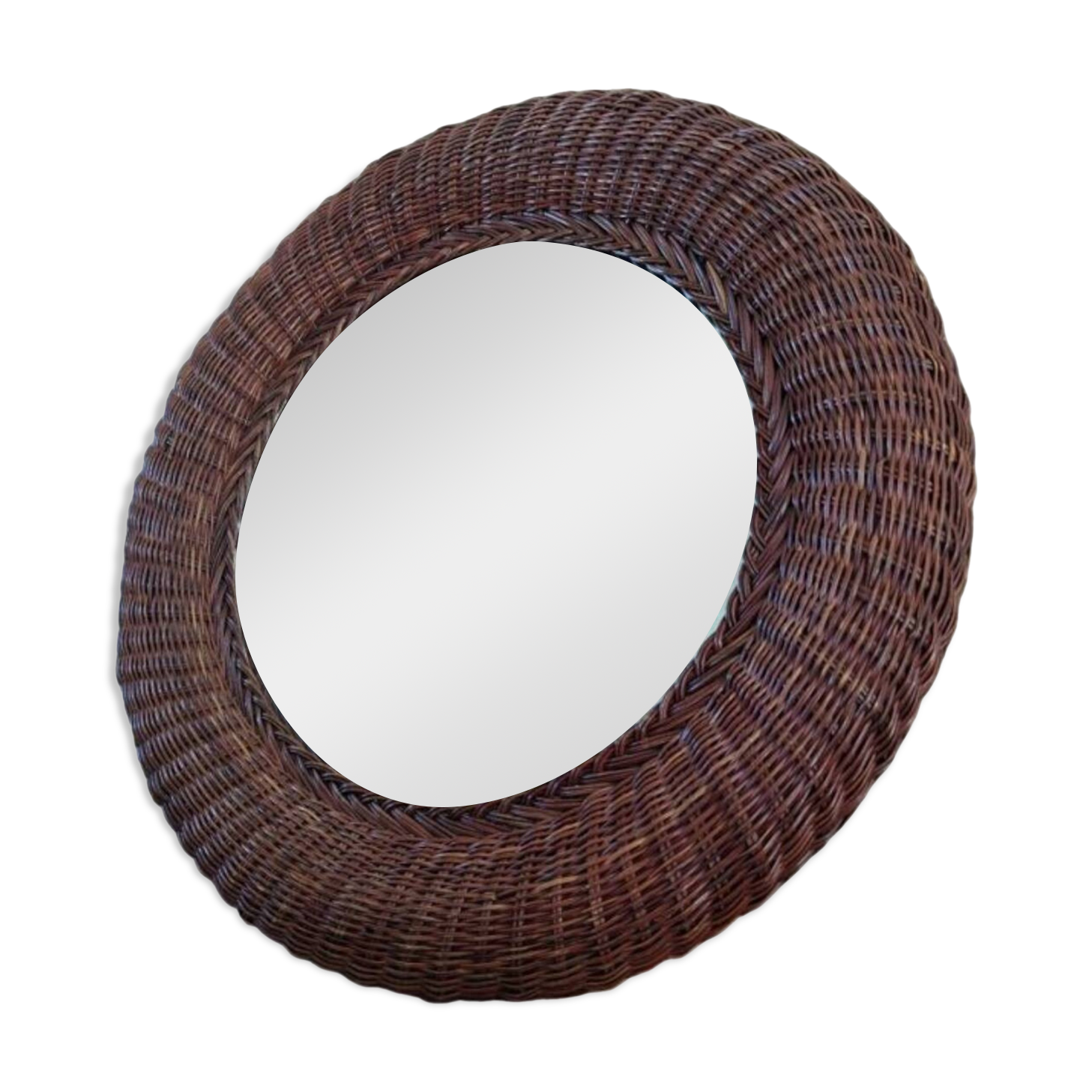 Woven rattan mirror
