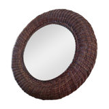 Woven rattan mirror