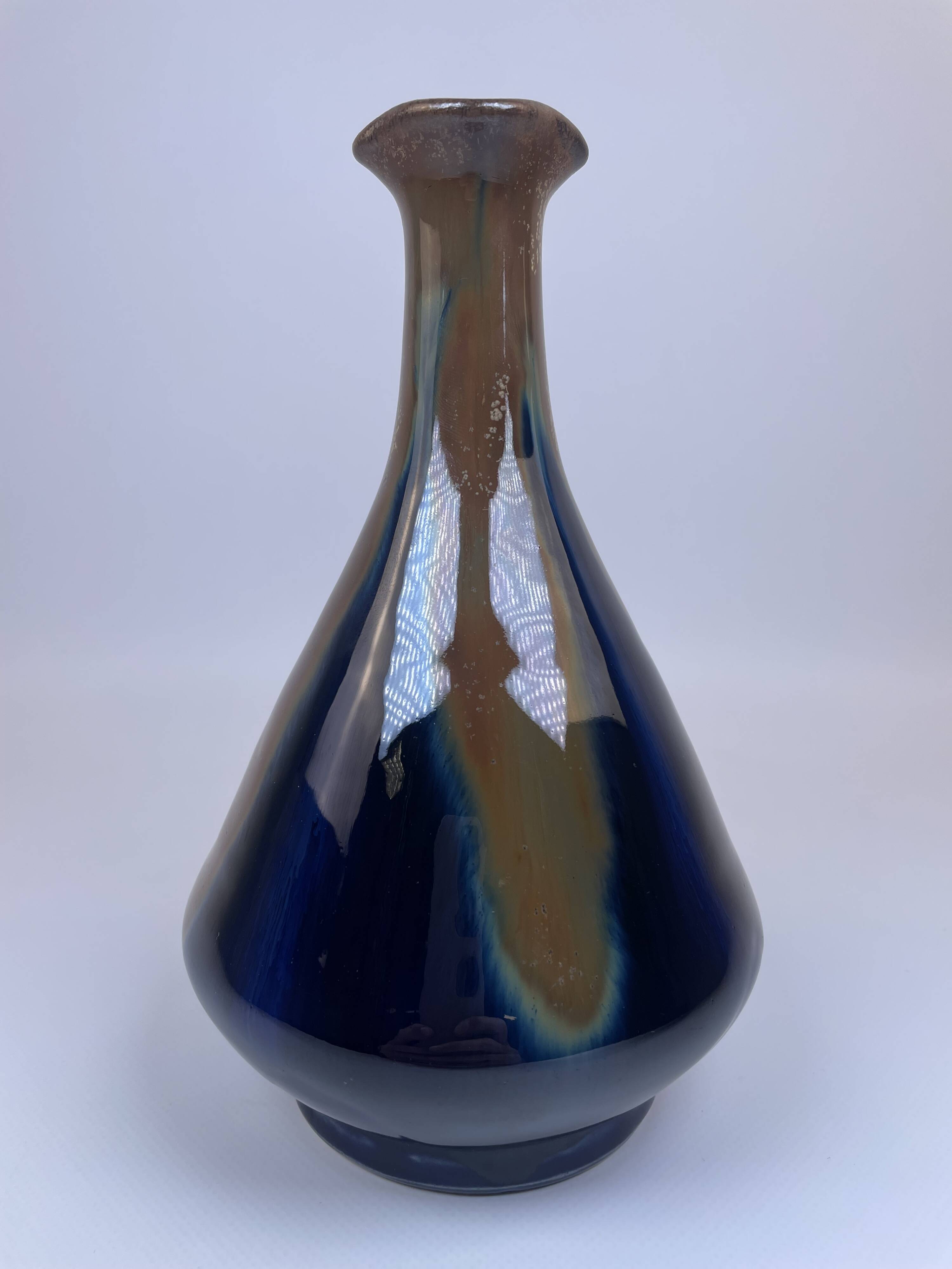 Fournier Demars vase in blue enameled ceramic