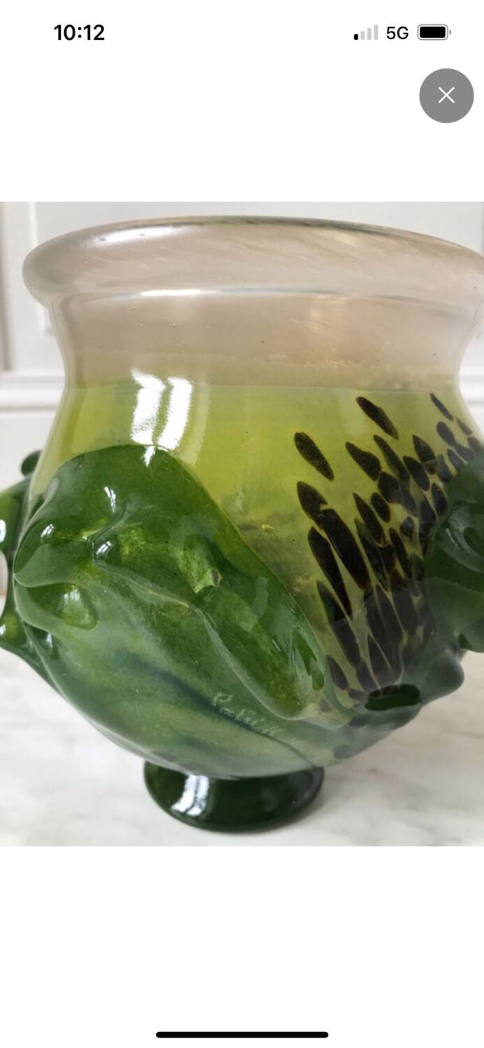 Patrick Lepage blown glass candle holder