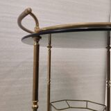 Auxiliary table / Barcart / Camarera Mid-century, Latón golden and crystal ahumado, 70's – Italia