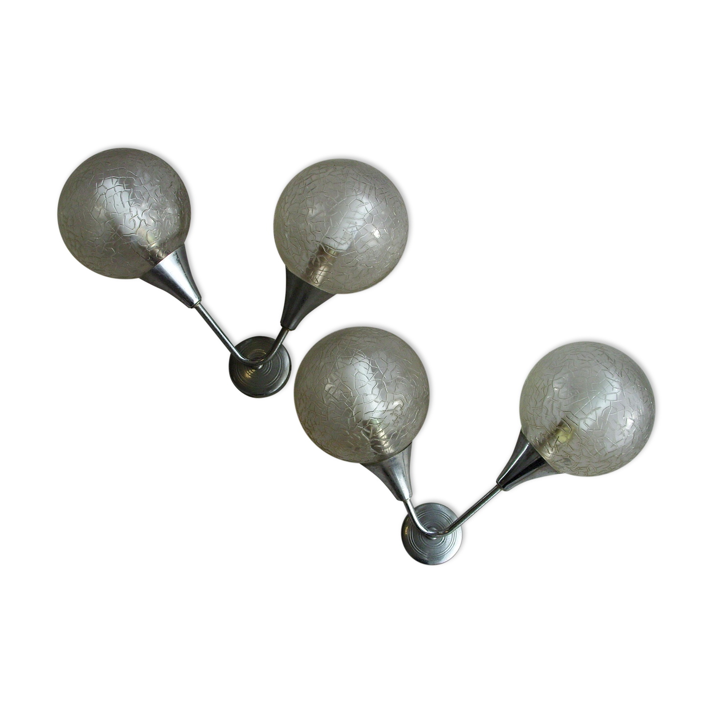 Pair of wall glass ball lamps