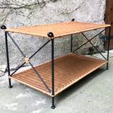 Rattan and wrought iron coffee table
