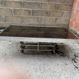 Chrome steel and smoked glass coffee table