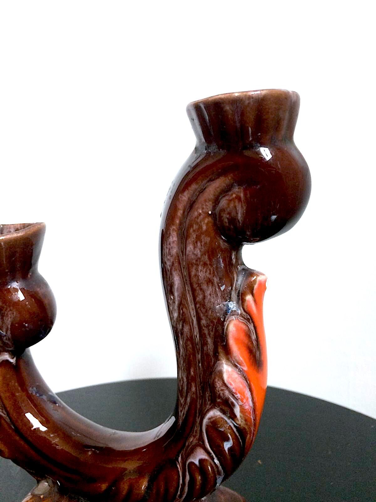 Signed ceramic Vallauris bougeoir