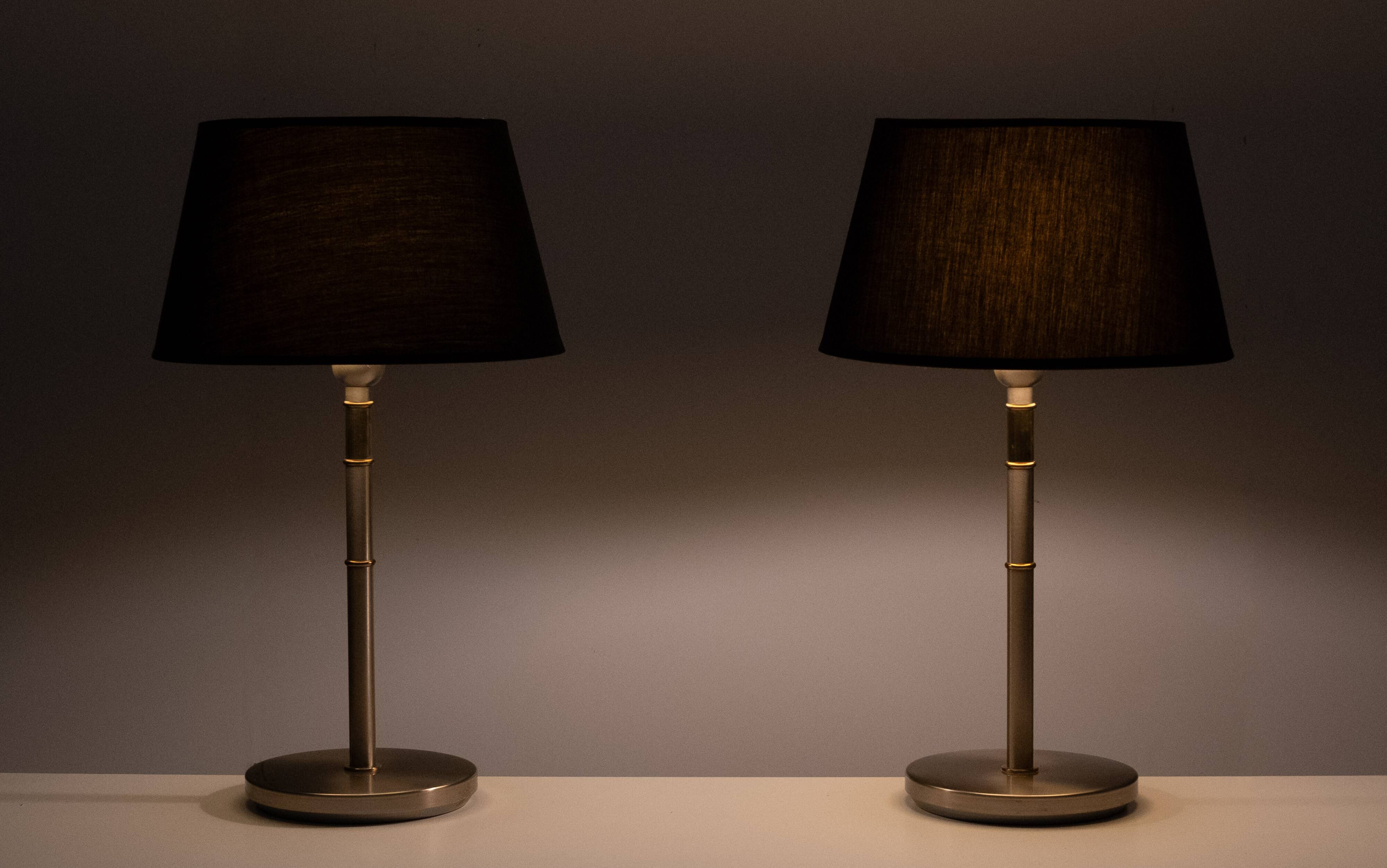 Two Tone Brass Aluminum table lamps 1980s Germany