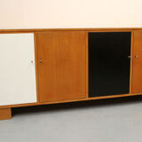 Sideboard in cherrywood with black and white doors 1950s