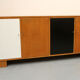 Sideboard in cherrywood with black and white doors 1950s