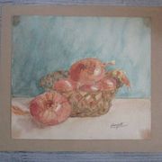 Aquarelle ancienne - nature morte aux oignons