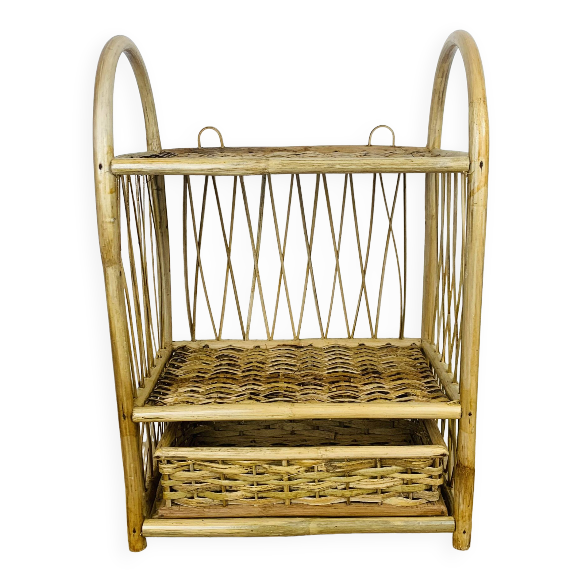 Vintage rattan wall shelf