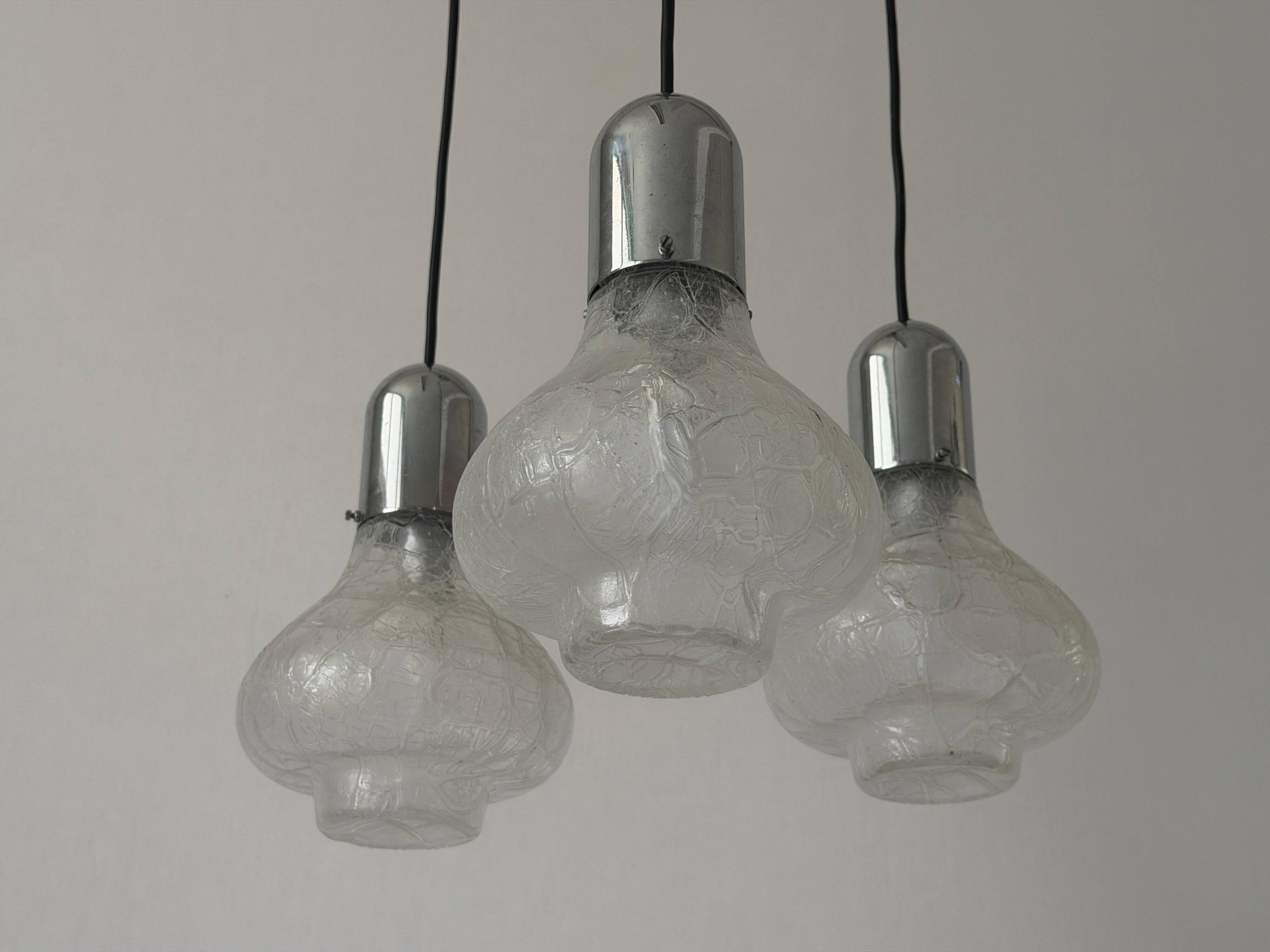 Cascade lamp with 3 glass and chrome shades by WILA, 1960s, Germany