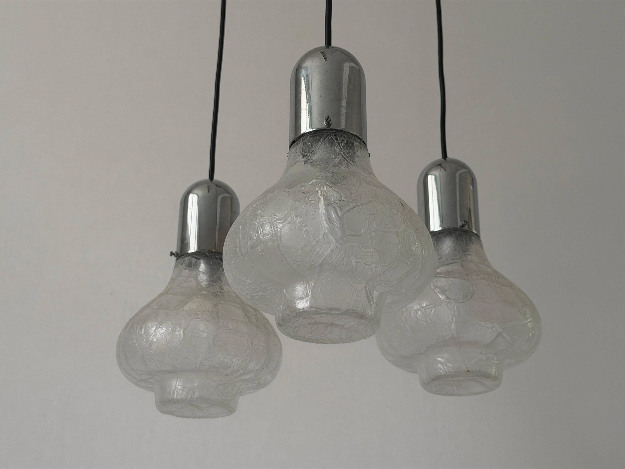Cascade lamp with 3 glass and chrome shades by WILA, 1960s, Germany