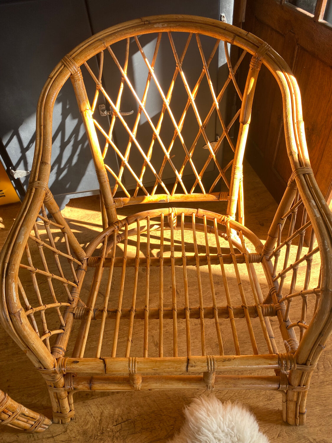 Pair of rattan armchairs