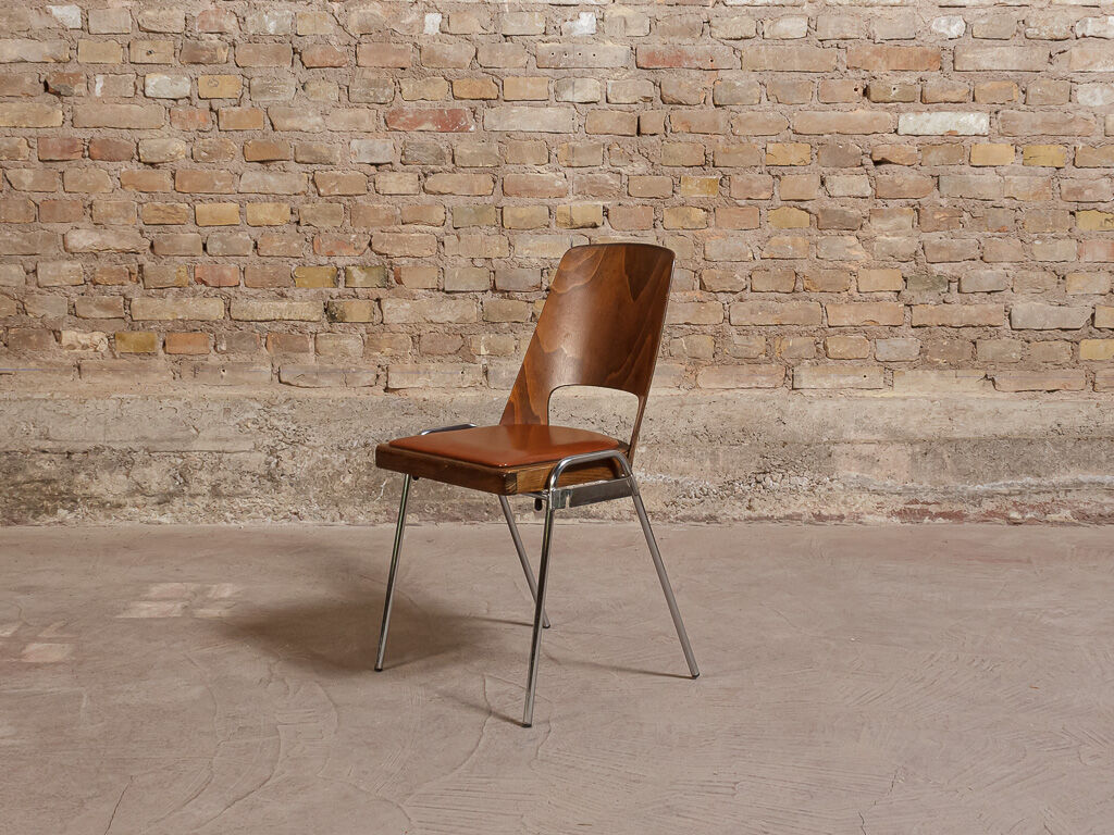 Jomain Baumann chairs, cognac leather seat, circa 1960