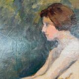 Oil Painting on Canvas Seated Nude, French School, Early 20th Century