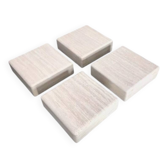 Set of 4 modular travertine coffee tables by Claude Berraldacci, France, 1990s.