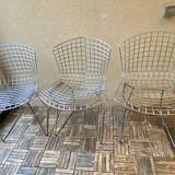 Pair of Harry Bertoia chair for Knoll vintage chrome steel 80s