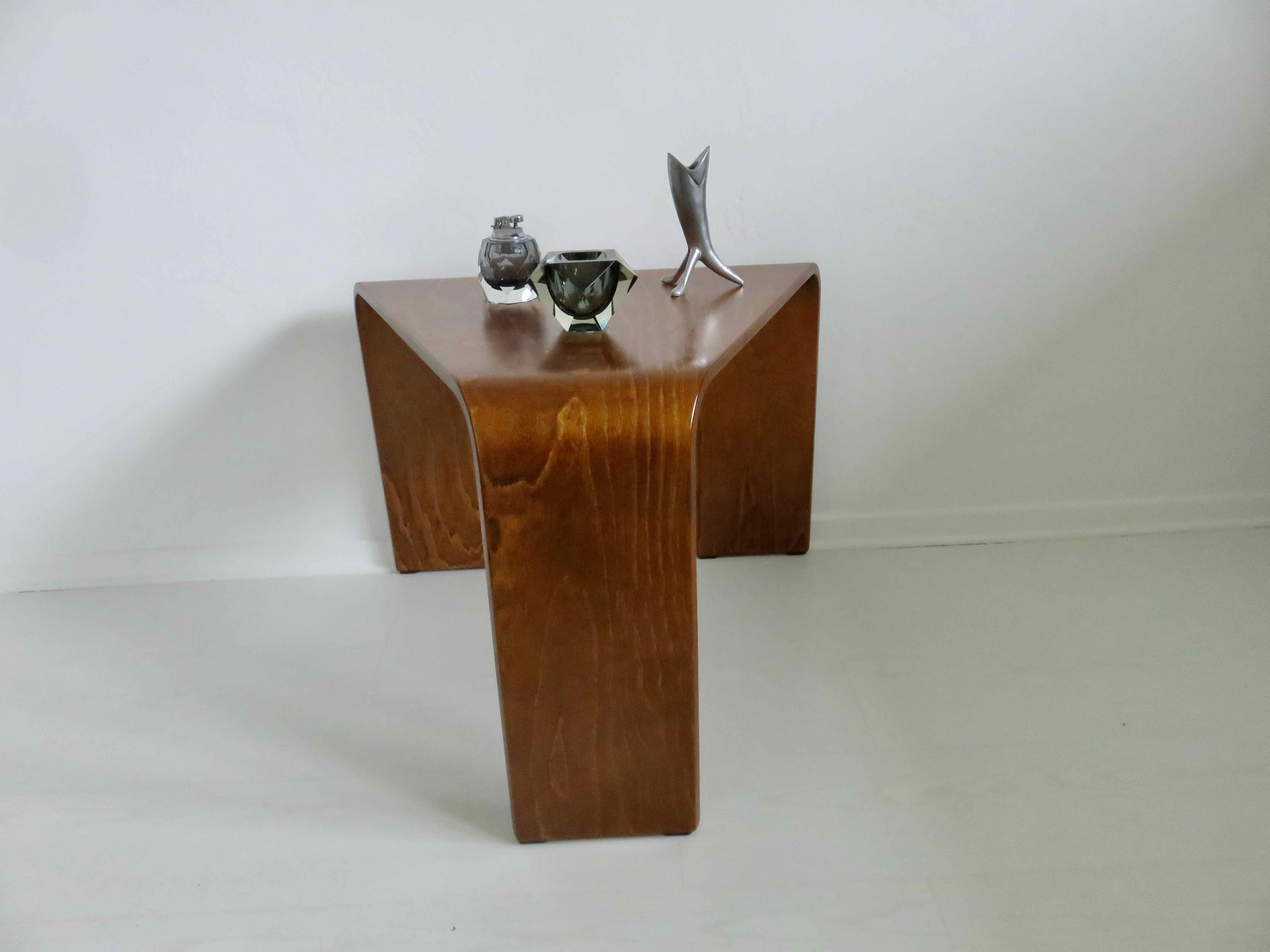 Scandinavian coffee table in curved wood 1970