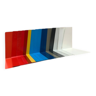 Mid-century German colourful minimalist metal bookends by Soennecken, 1960s, set of 16.