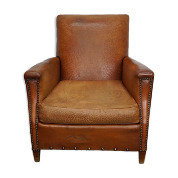 Fauteuil club cognac, années 1940