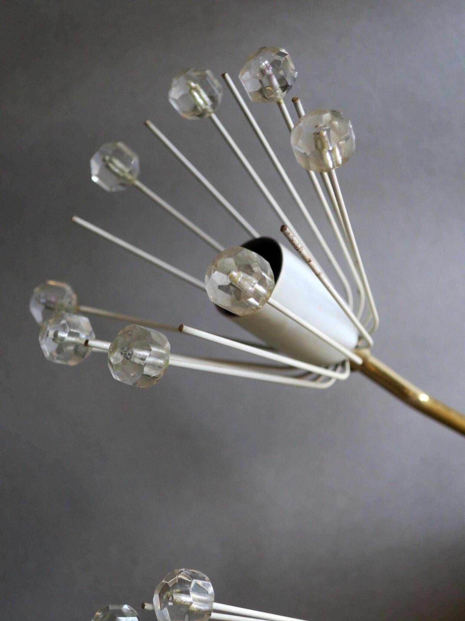 Elliptical brass and glass 10-arm chandelier, 1950s