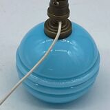 Pied de lampe boule opaline bleu, vintage