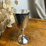 Stemmed glass, engraved silver-plated metal chalice