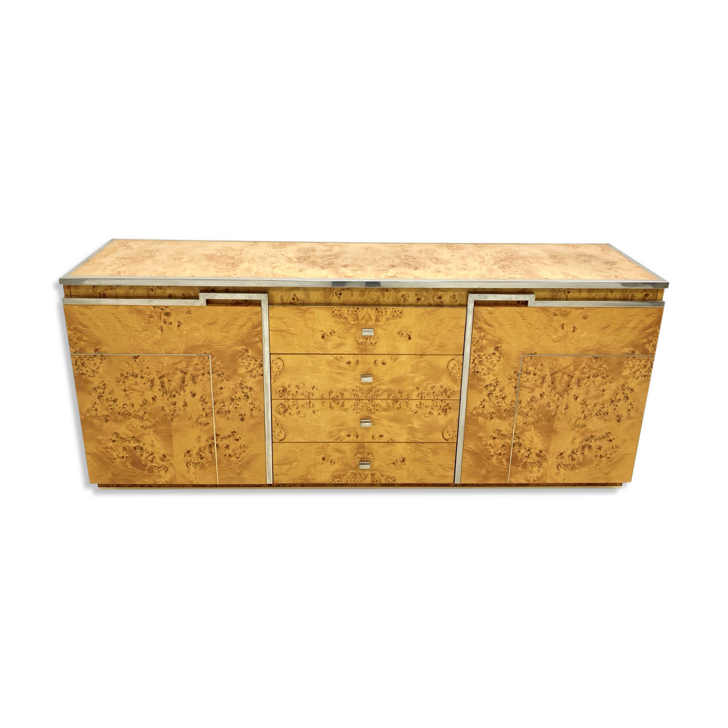 Enfilade loupe d'elm and brass 1970s