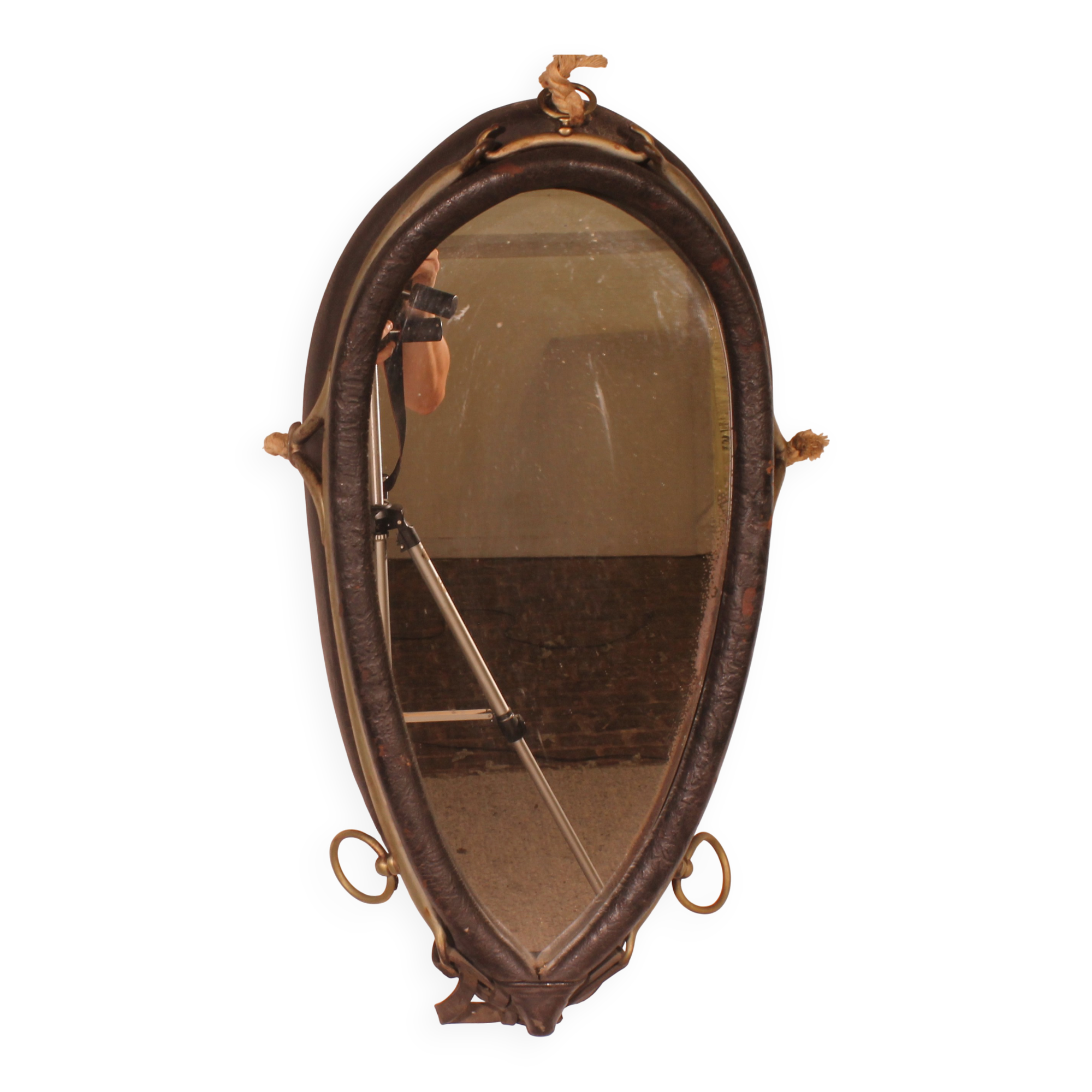 mirror made from a leather horse harness