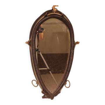 mirror made from a leather horse harness