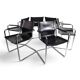Matteo Grassi Set of 6 Visitor Chairs, Leather/Chrome Dining Chairs, 1970