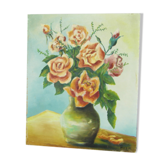 Peinture "vase de fleurs" vintage